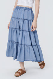 Falda Midi Mujer Azul