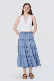 Falda Midi Mujer Azul