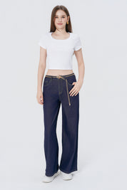 Jeans Moda Wide Leg Mujer Azul Oscuro