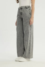 Jeans Moda Wide Leg Mujer Gris