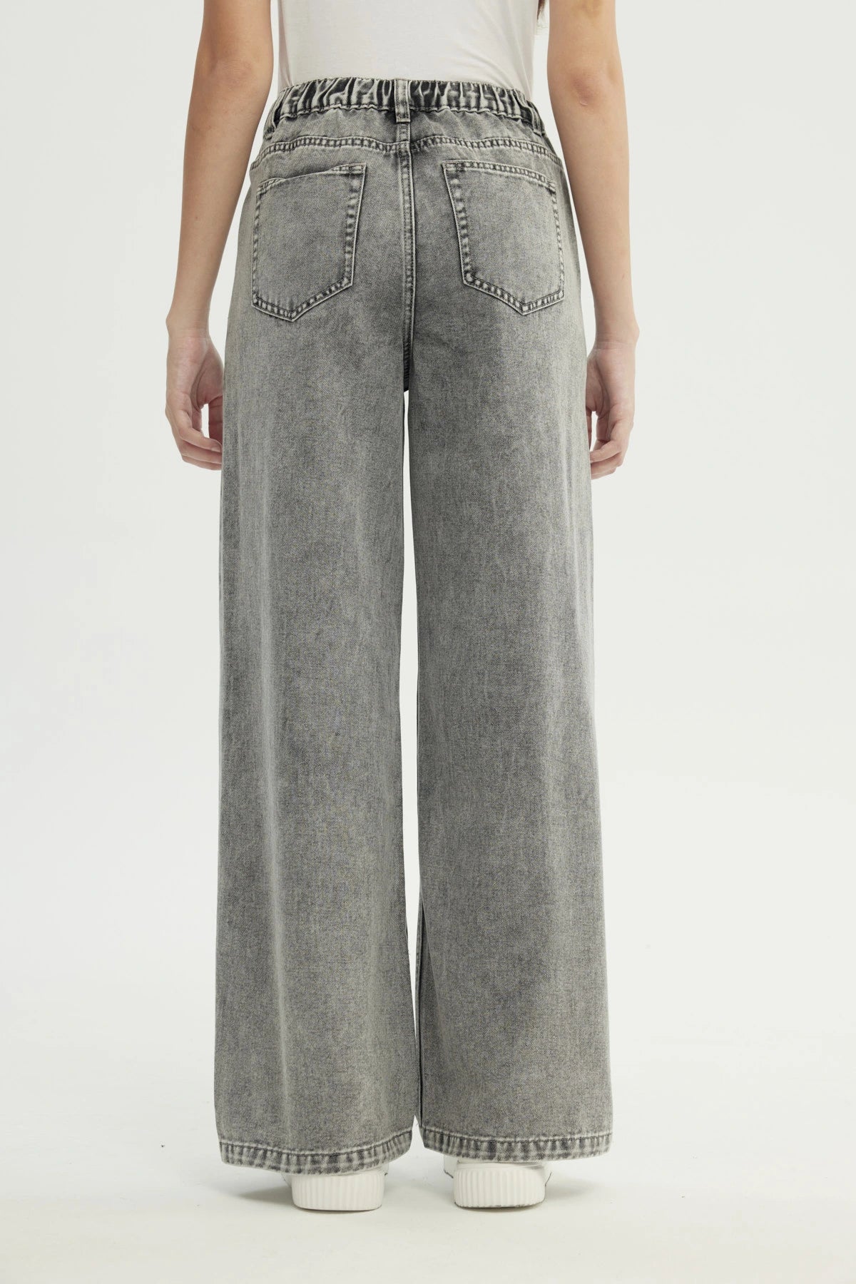 Jeans Moda Wide Leg Mujer Gris