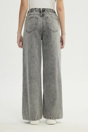 Jeans Moda Wide Leg Mujer Gris