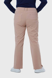 Pantalón Mujer Detalle Abertura En Basta Beige