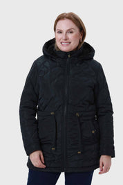 Parka Mujer Con Rombos Negro