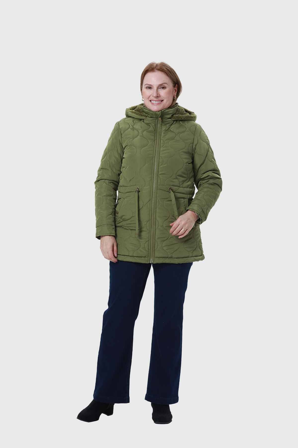 Parka Mujer Con Rombos Verde