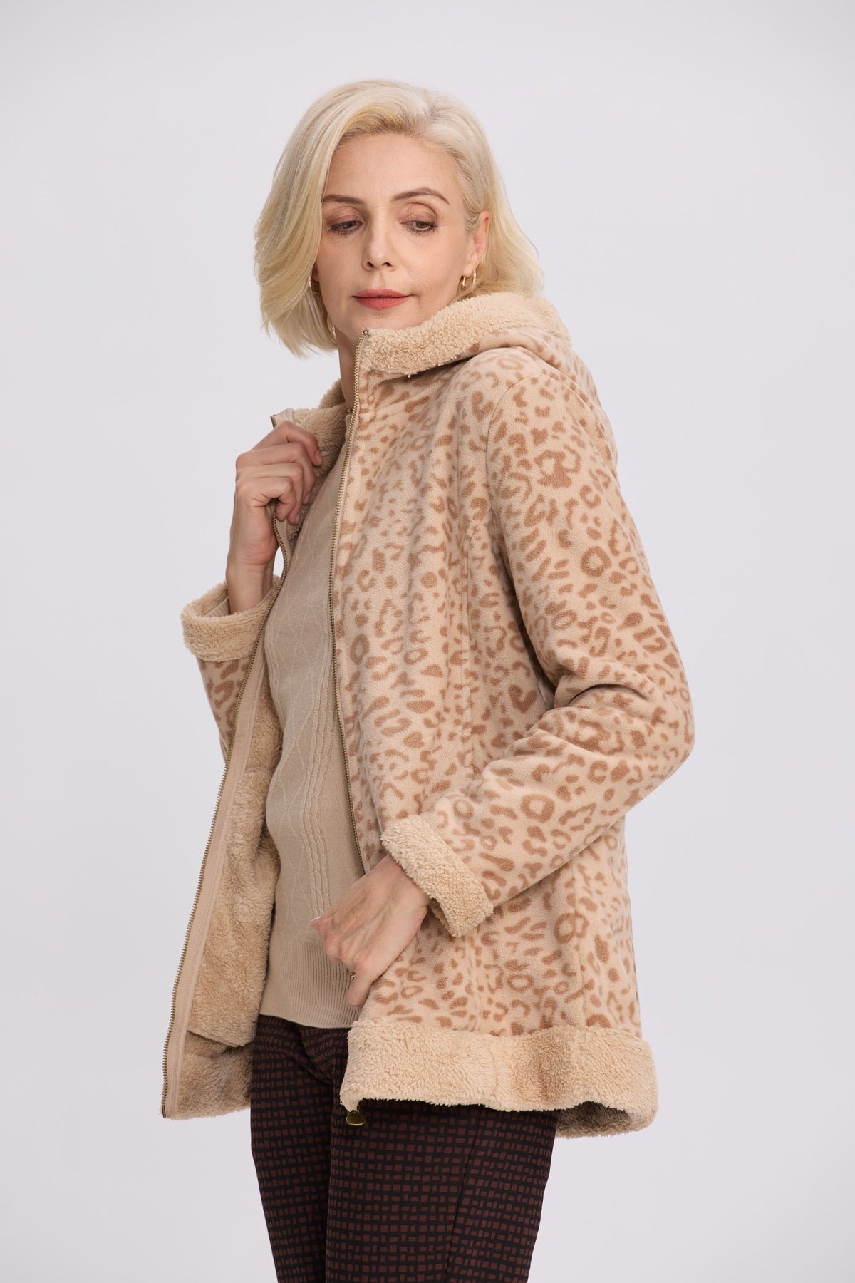 Polar Mujer Estampado Beige