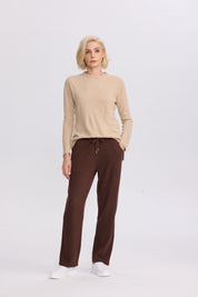 Pantalón Buzo Mujer Detalle Strass Café