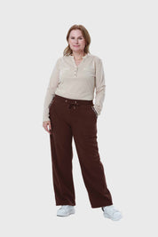 Pantalón Buzo Mujer Calce Recto Café