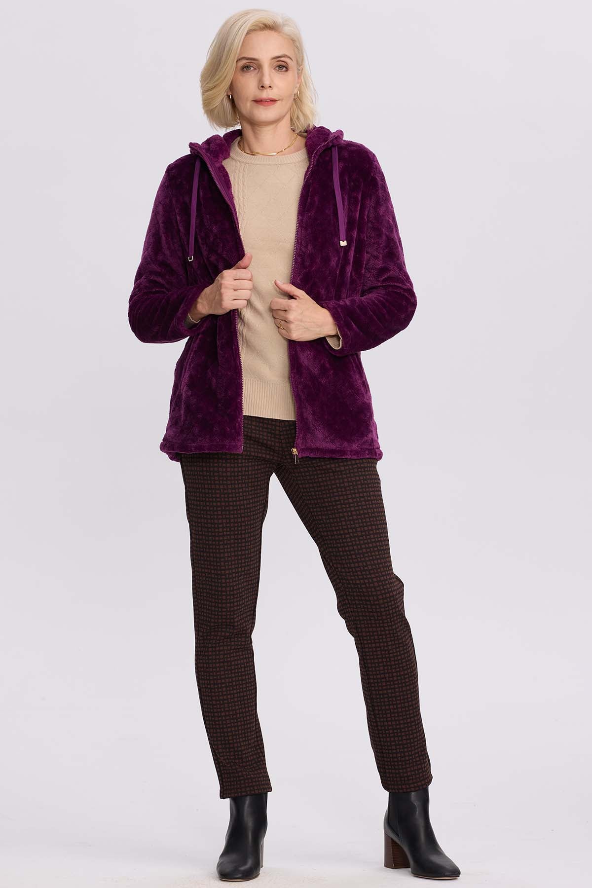 Polar Mujer Detalle Rombo Morado