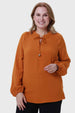 Blusa Mujer Con Plisado Camel