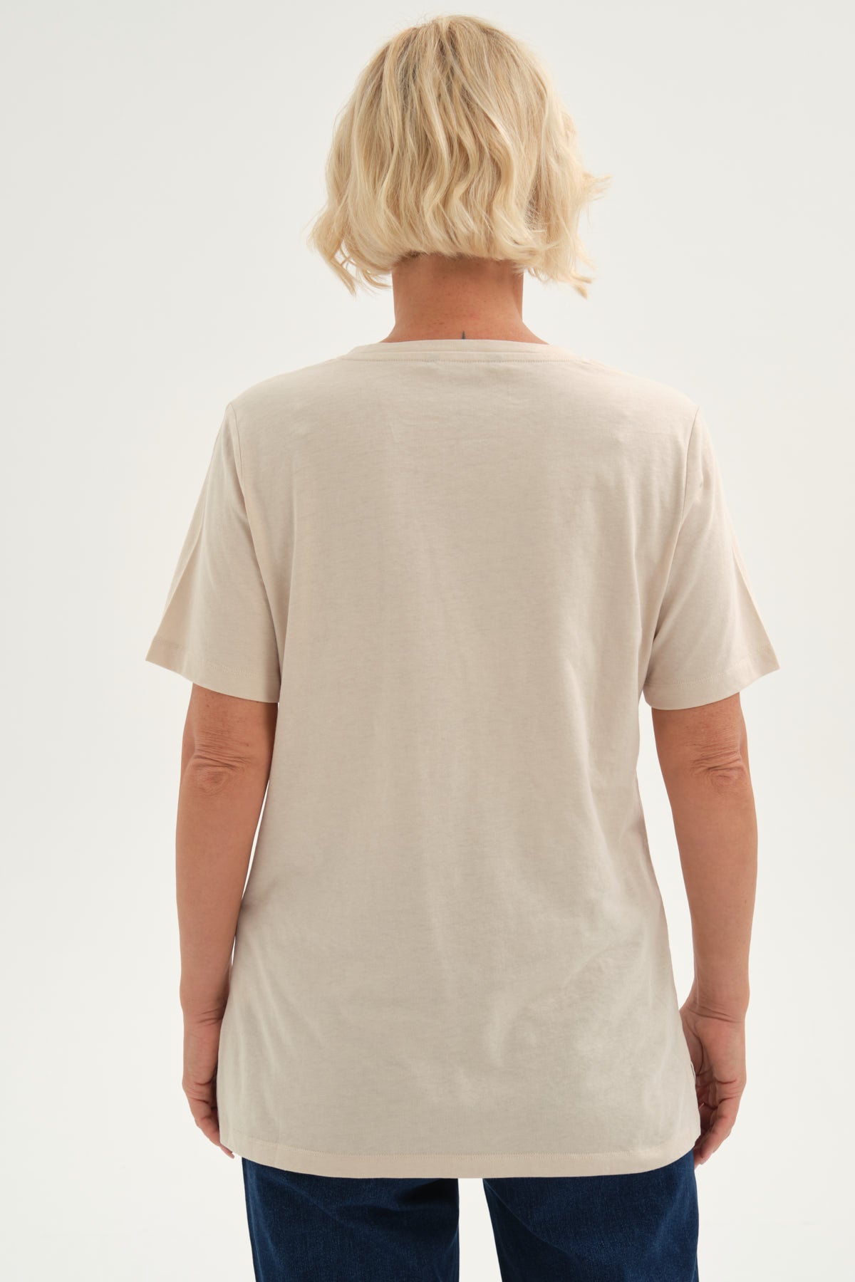 Polera Mujer Print Posicional Beige
