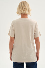 Polera Mujer Print Posicional Beige