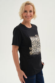 Polera Mujer Print Posicional Negro