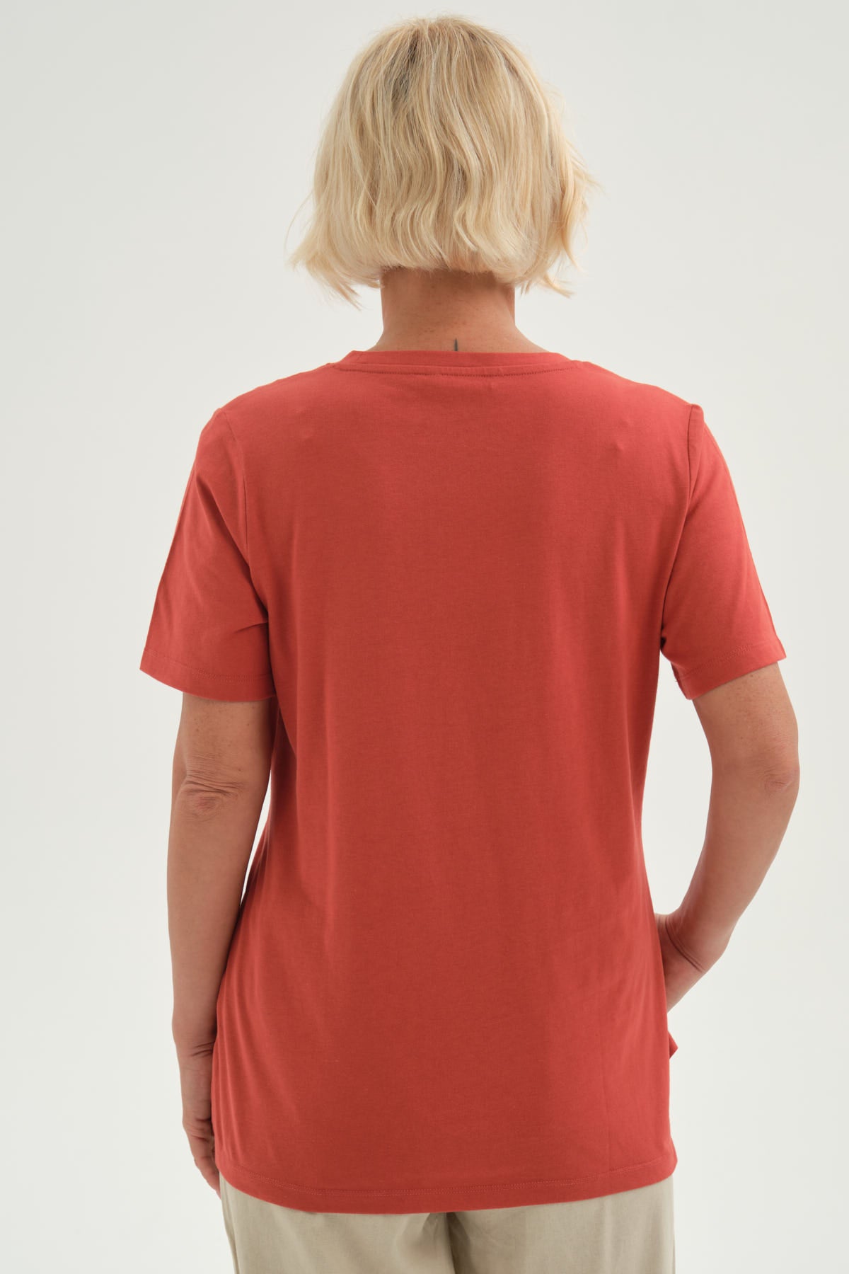 Polera Mujer Print Posicional Terracota