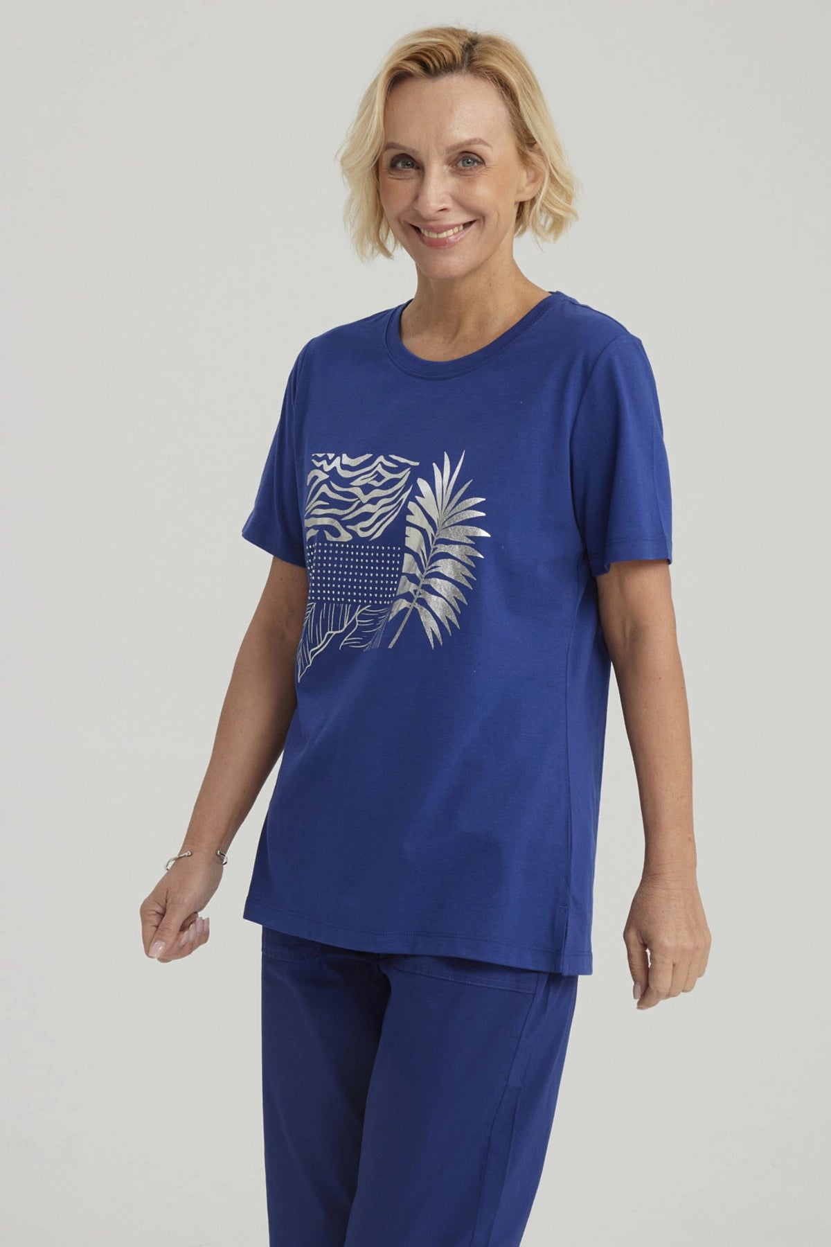 Polera Mujer Print Posicional Azul