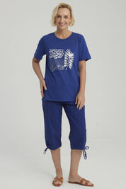 Polera Mujer Print Posicional Azul