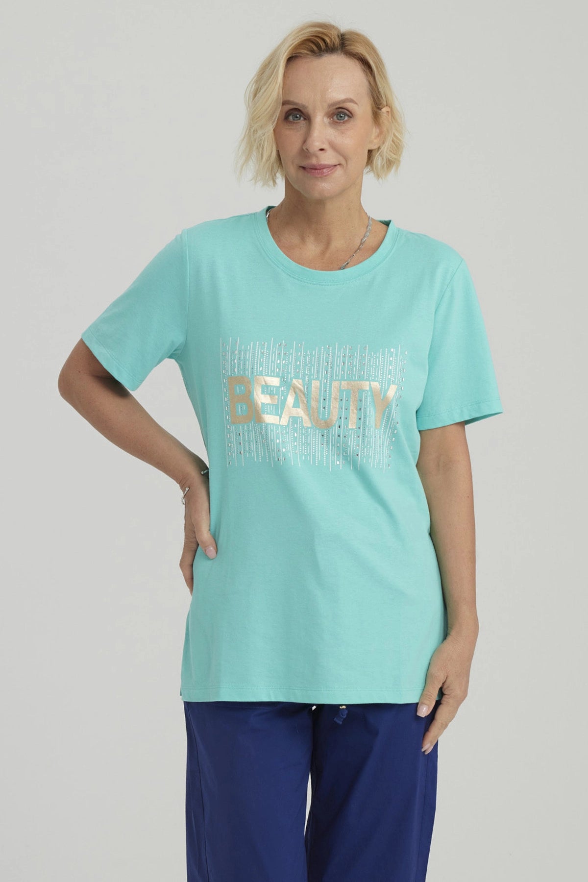 Polera Mujer Print Posicional Turquesa