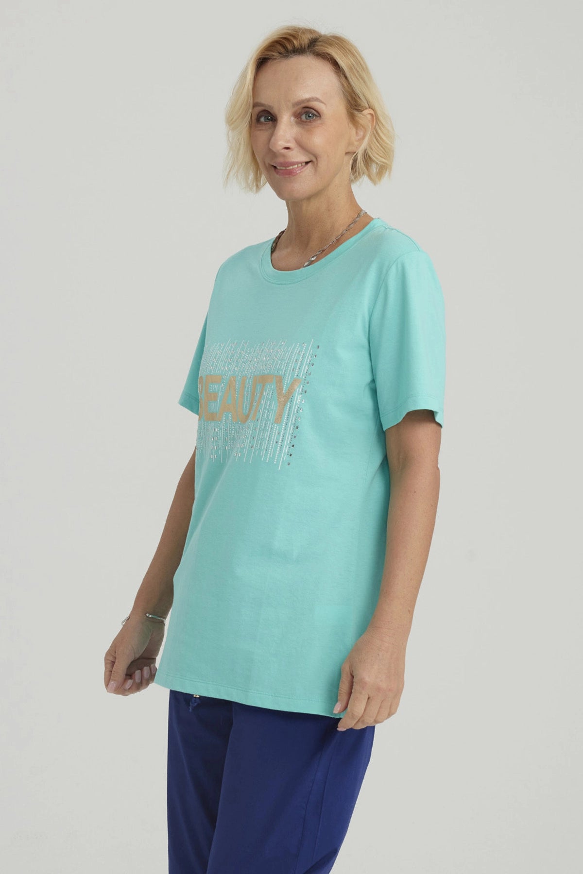 Polera Mujer Print Posicional Turquesa