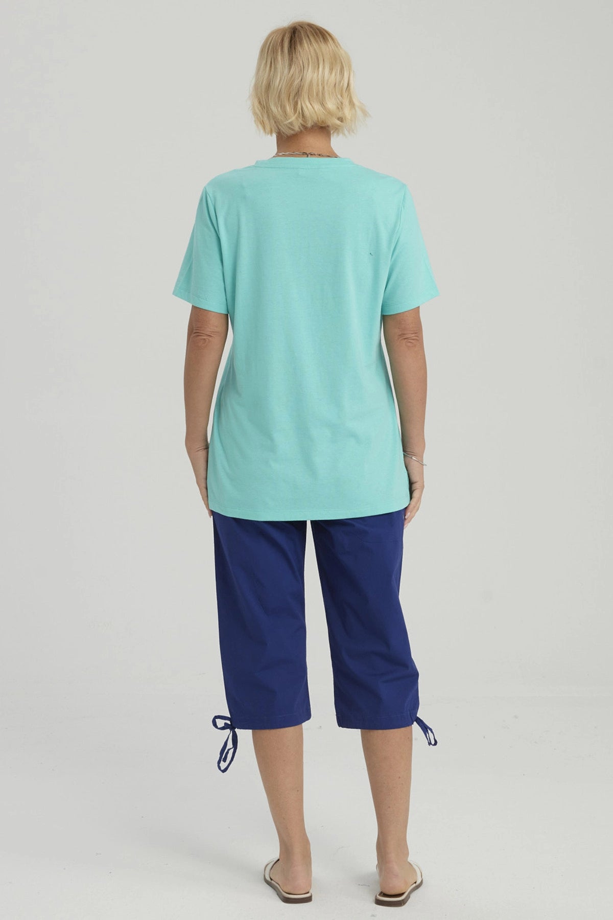 Polera Mujer Print Posicional Turquesa