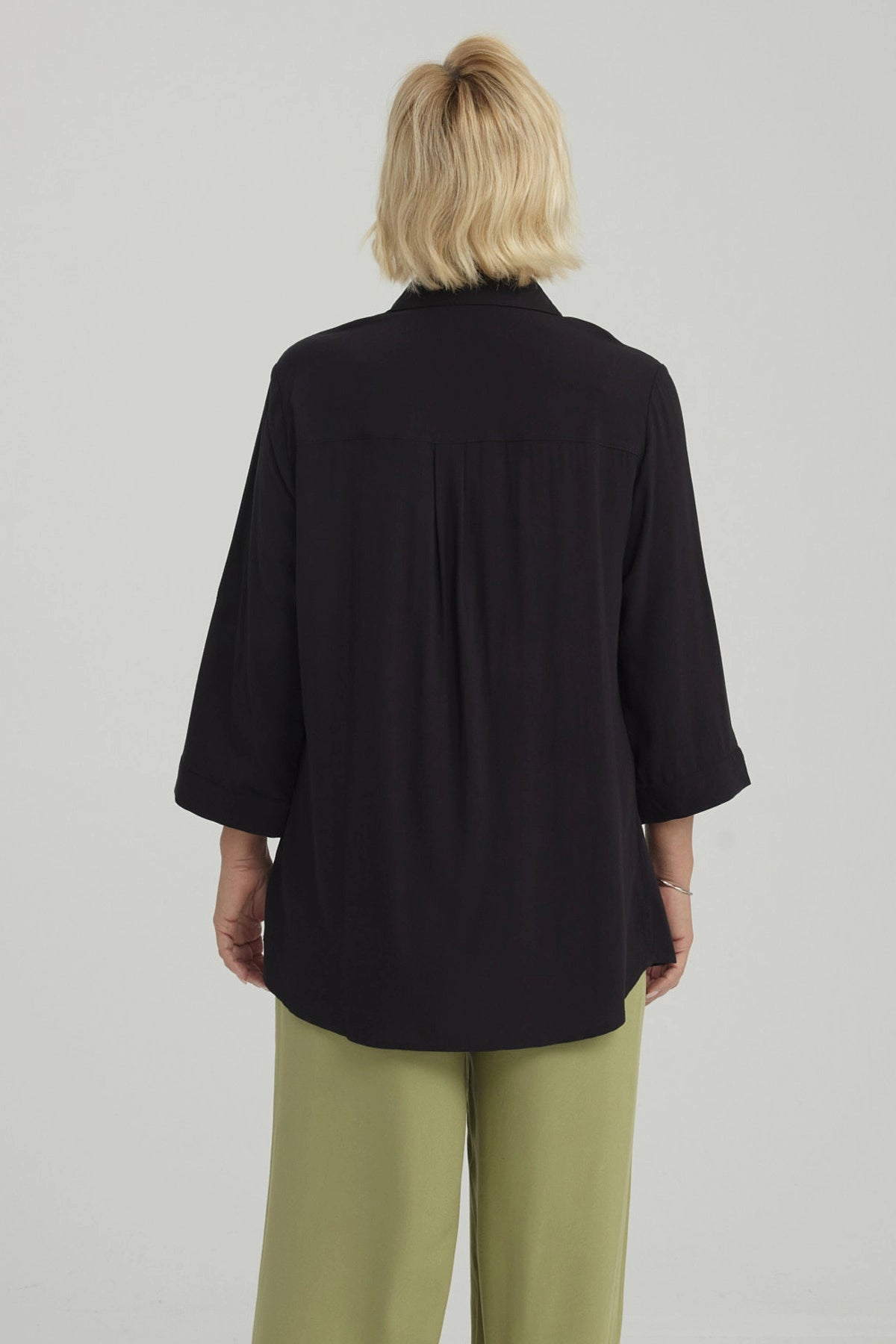 Blusa Mujer Abotonada Roll Up Negro