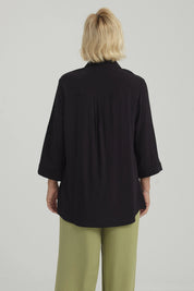 Blusa Mujer Abotonada Roll Up Negro