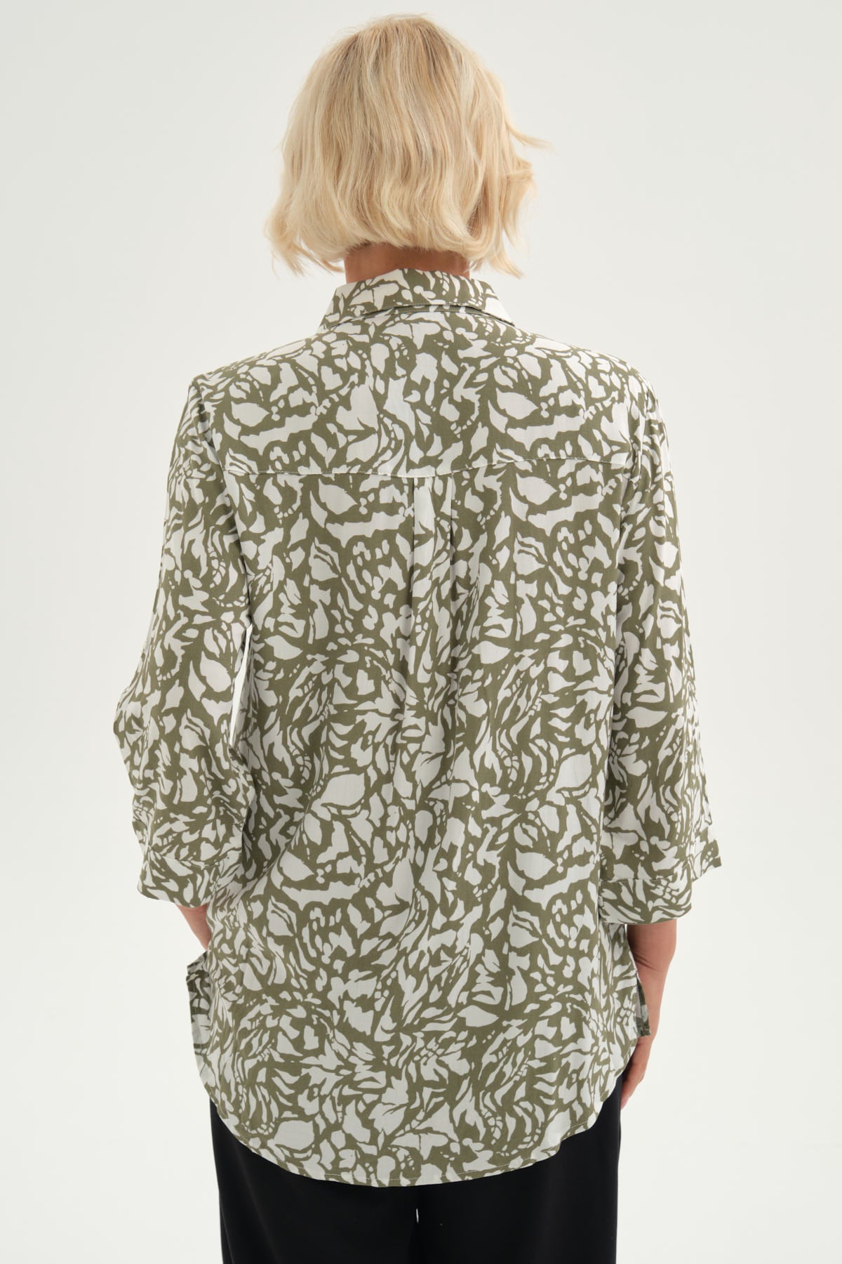 Blusa Mujer Abotonada Roll Up Verde Militar
