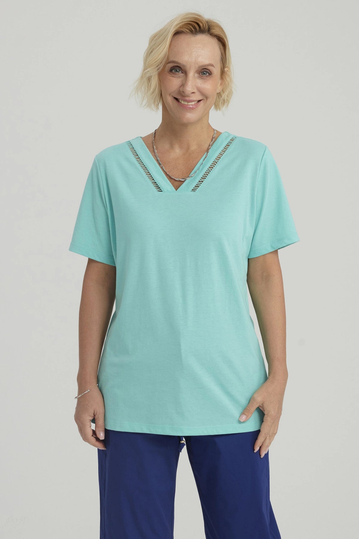 Polera Mujer Lisa Turquesa