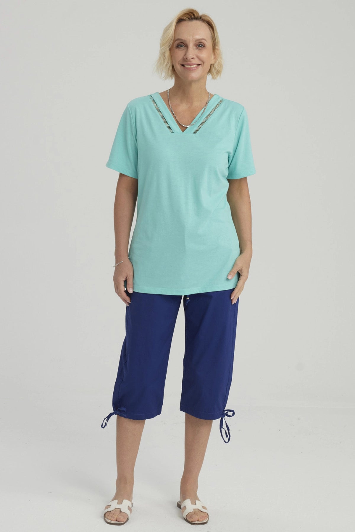 Polera Mujer Lisa Turquesa