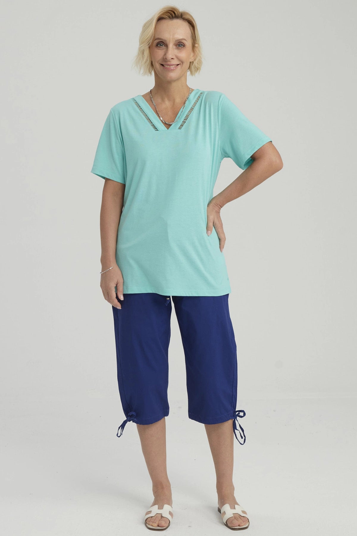 Polera Mujer Lisa Turquesa