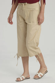 Pescador Mujer Con Cortes Y Apertura Beige