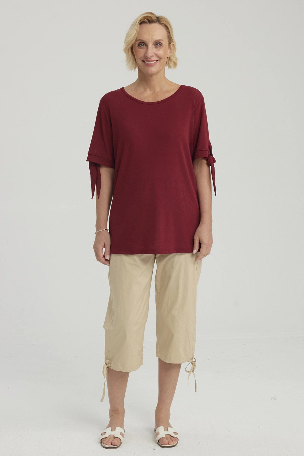 Pescador Mujer Con Cortes Y Apertura Beige