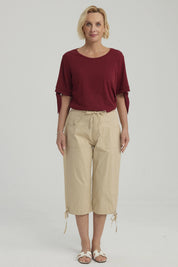 Pescador Mujer Con Cortes Y Apertura Beige