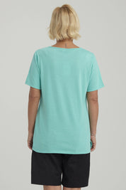Polera Mujer Lisa Apertura Turquesa