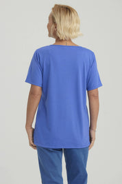 Polera Mujer Lisa Apertura Azulino