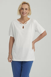 Polera Mujer Lisa Apertura Crudo