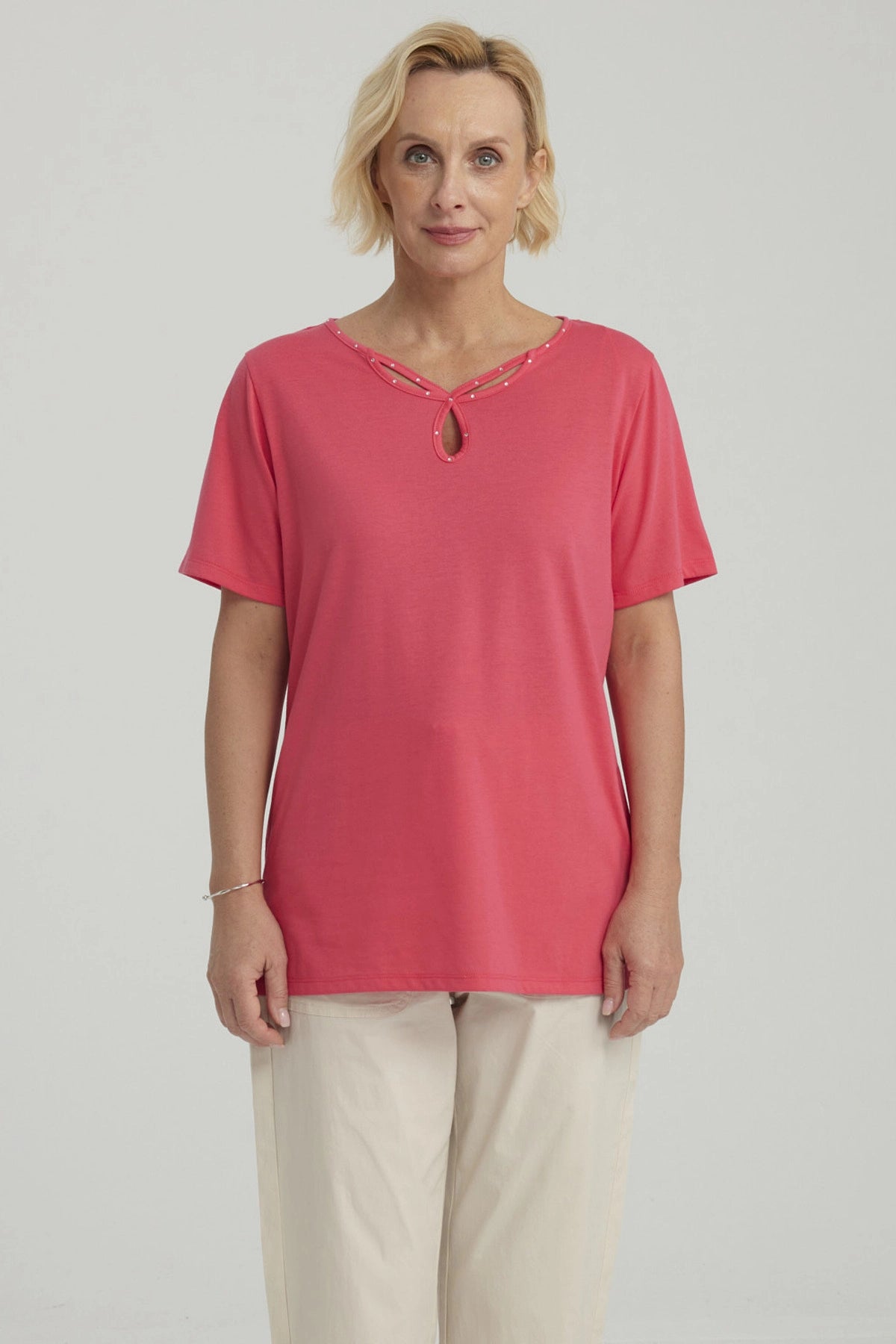 Polera Mujer Lisa Apertura Fucsia