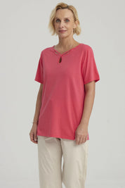 Polera Mujer Lisa Apertura Fucsia