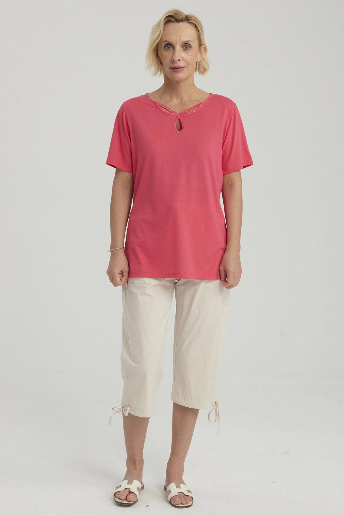 Polera Mujer Lisa Apertura Fucsia