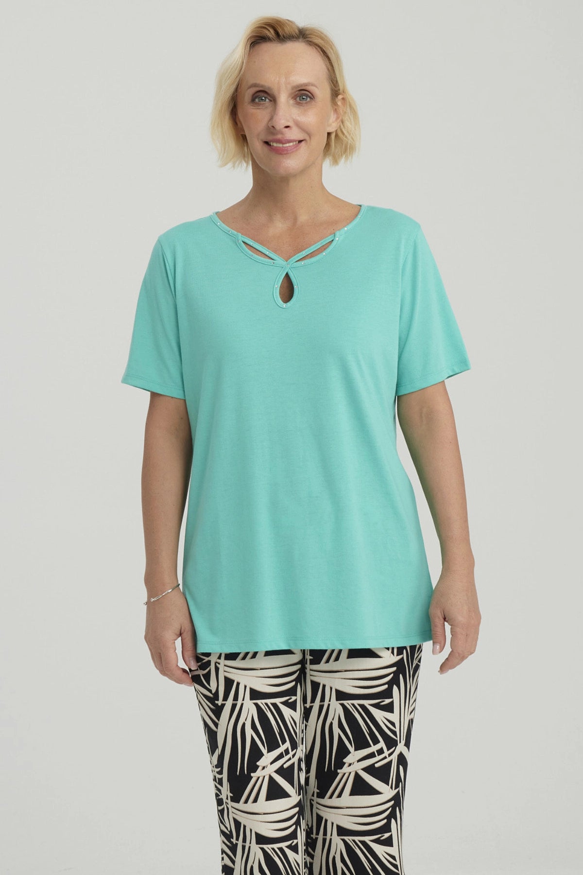 Polera Mujer Lisa Apertura Turquesa