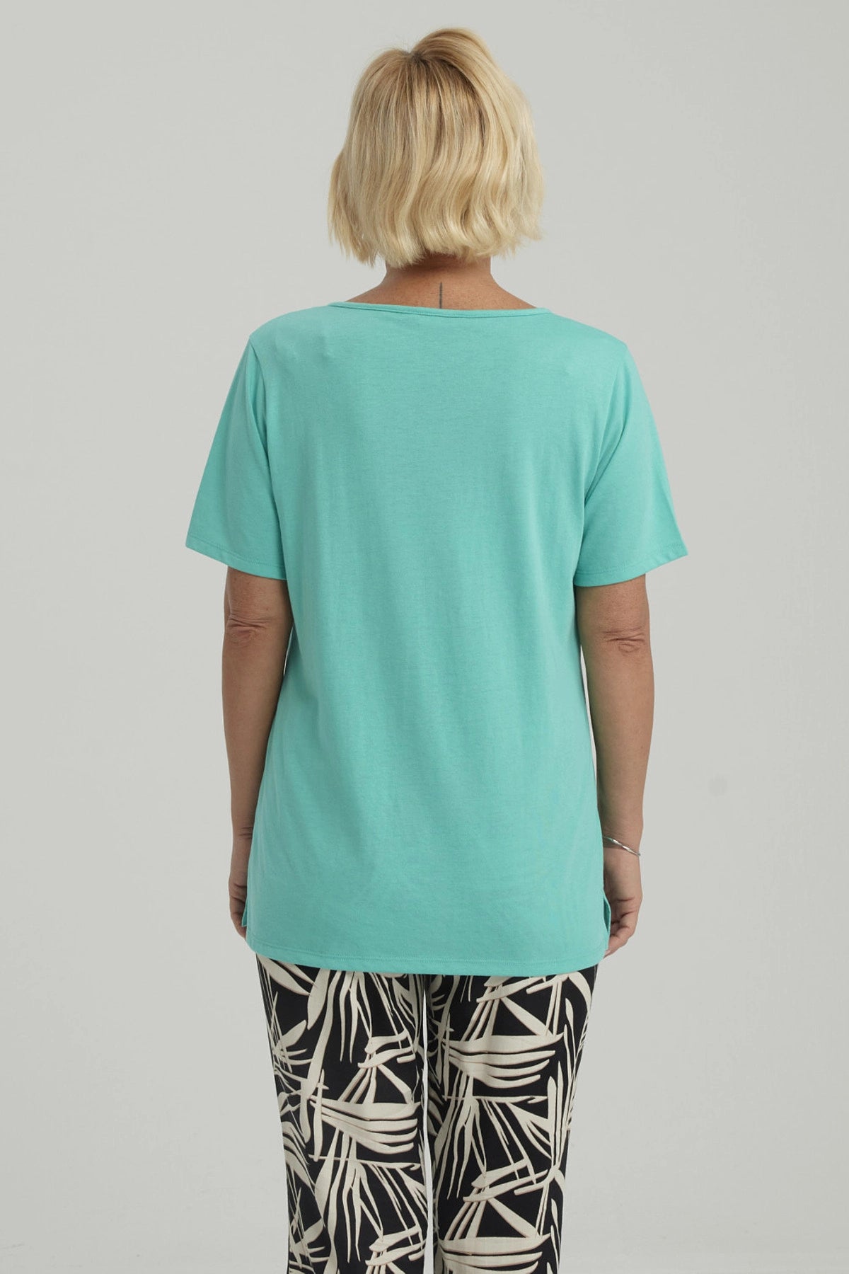 Polera Mujer Lisa Apertura Turquesa