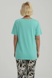Polera Mujer Lisa Apertura Turquesa