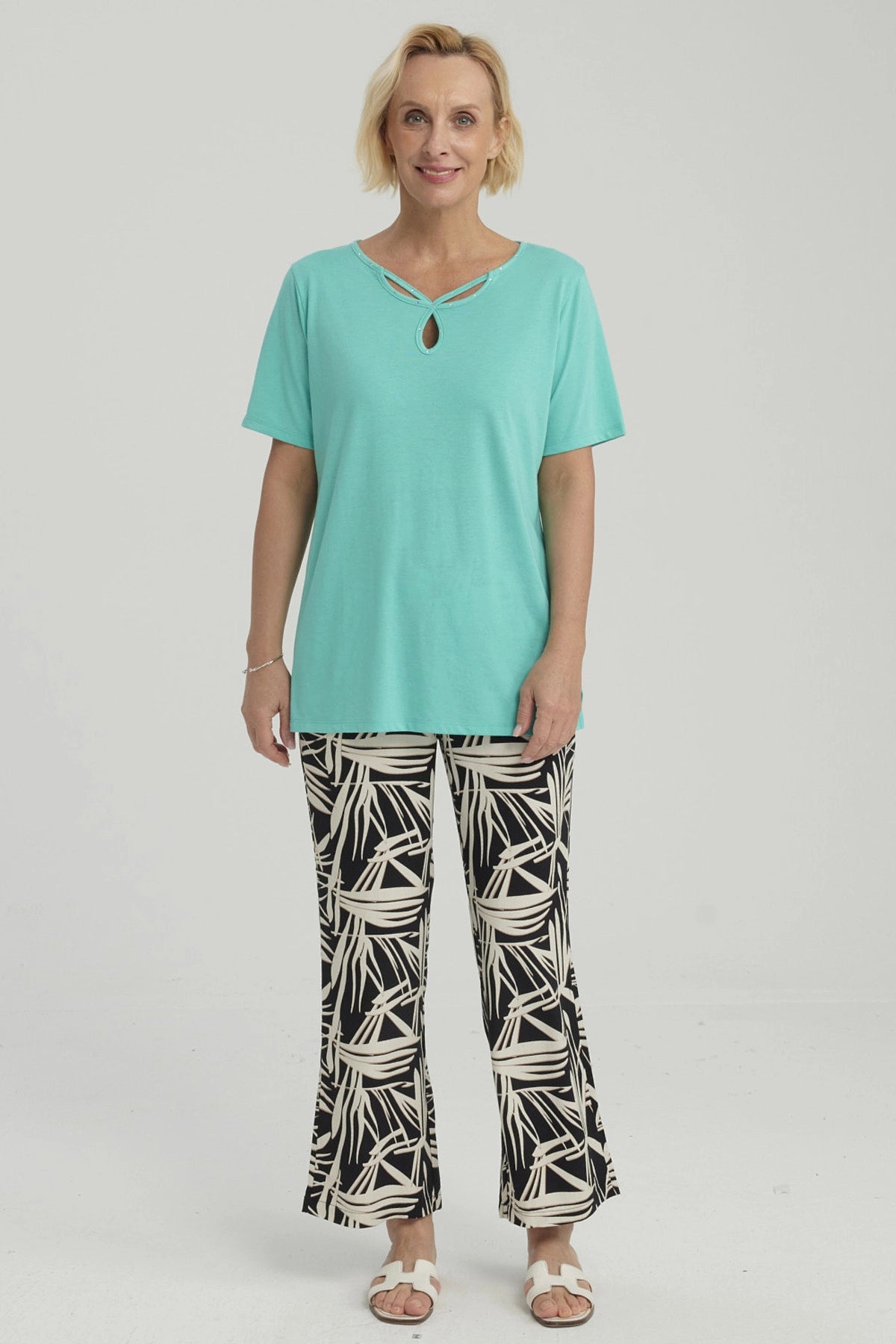 Polera Mujer Lisa Apertura Turquesa