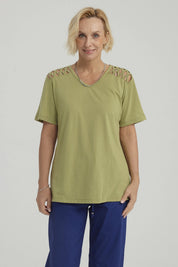 Polera Mujer Detalle Hombro Verde Claro