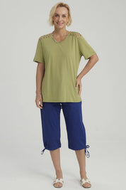 Polera Mujer Detalle Hombro Verde Claro