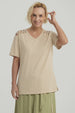 Polera Mujer Detalle Hombro Beige Oscuro