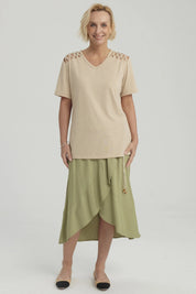 Polera Mujer Detalle Hombro Beige Oscuro