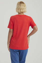 Polera Mujer Detalle Hombro Rojo