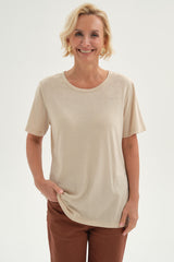 Polera Mujer Con Tachas Beige