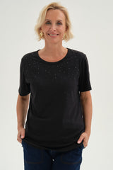 Polera Mujer Con Tachas Negro