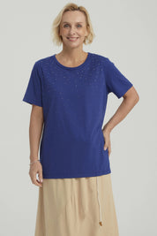 Polera Mujer Con Tachas Azul Oscuro